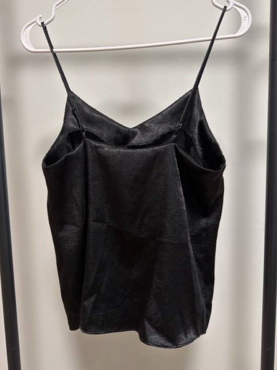 Nine West Black Satin Cami Top Size Small | Y2K Minimalist Adjustable Strap Tank - Picture 3 of 5